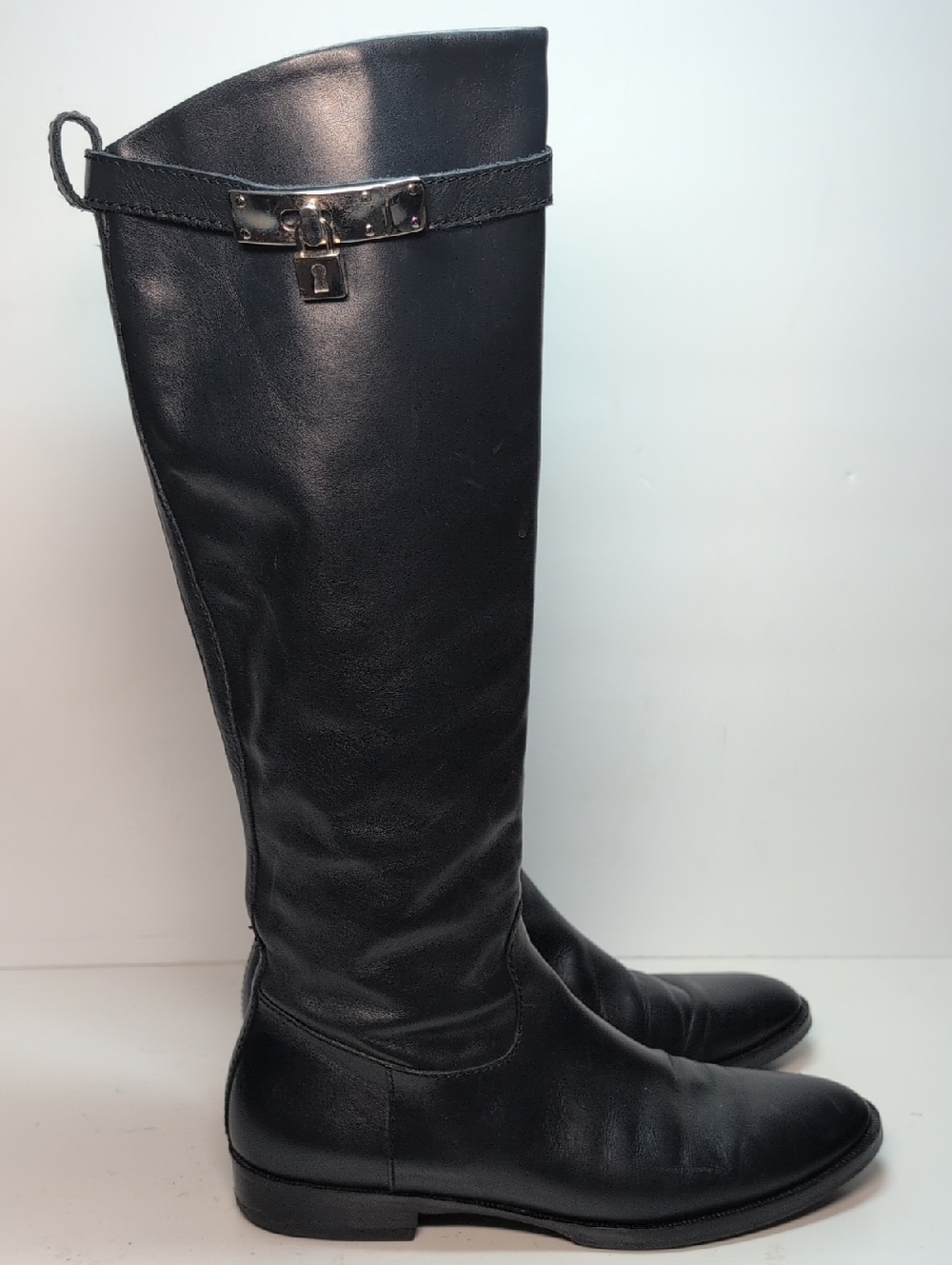 Steven Dann Katherine equestrian navy blue leather tall boots women sz 6.5 EU 37